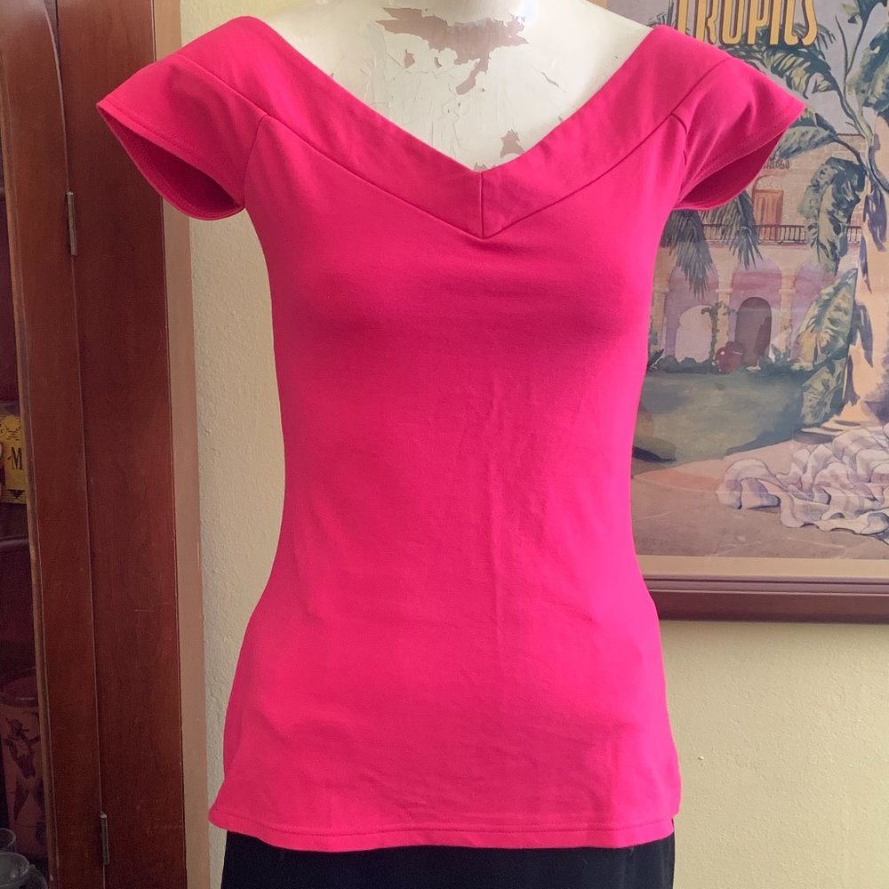 Unique Vintage Style Hot Pink Stretch Deena Top